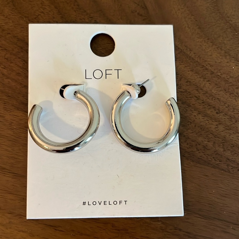 Loft brand silver tone hoop earrings